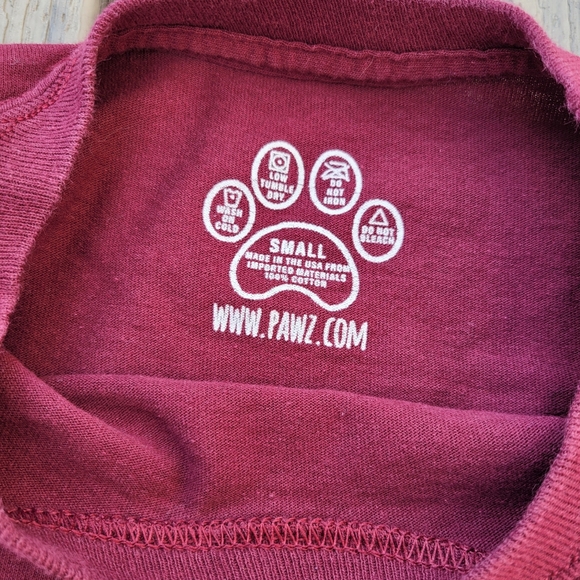 Maroon Paw Print Long Sleeve Shirt | PAWZ | Size Small - Picture 4 of 6